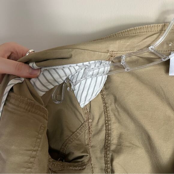 CAbi Camel Tan Button Down Peplum Stretch Fitted Military Jacket Coat Size Small - Picture 6 of 9